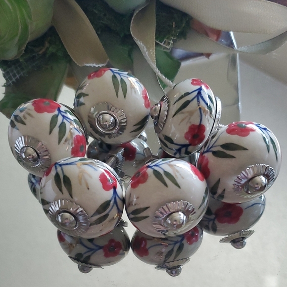 Floral Ceramic Drawer Knobs - Picture 1 of 5